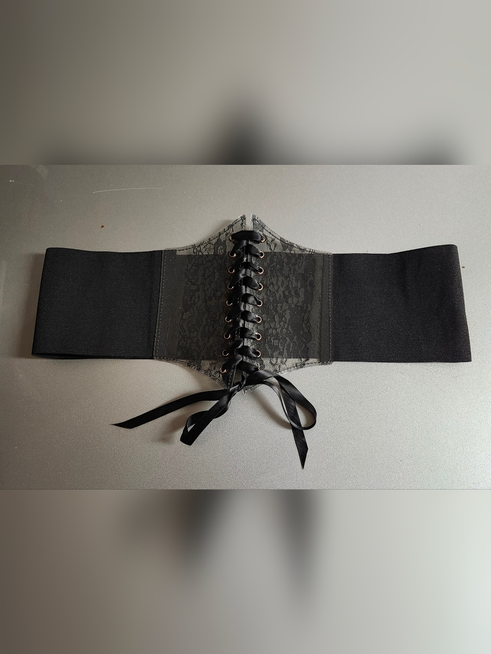 Black Lace-Up Elastic Waist Cincher Belt